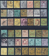 LOT DE 126 TIMBRES OBLITERES TYPE SAGE - POUR ETUDE - 3 SCANS - 1876-1898 Sage (Type II)