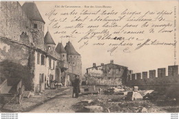 G24- 11) CITE DE CARCASSONNE - RUE DES LICES HAUTES  - (ANIMEE - MILITAIRE - OBLITERATION DE 1903 - 2 SCANS) - Carcassonne