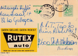 Belgio INTERO POSTALE  PUBLIBEL  Figurato RUTEX AUTO - Cars