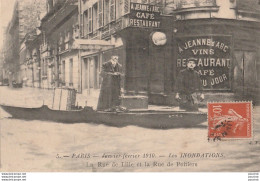 PARIS  - JANVIER - FEVRIER 1910 - LES INONDATIONS - RUE DE  LILLE ET LA RUE DE POITIERS - CAFE RESTAURANT  JEANNE D'ARC - Überschwemmung 1910