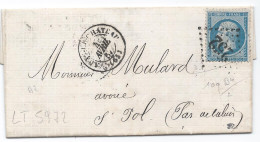 LT5972  N°22/Lettre, Oblitéré GC 252 AUXY-LE-CHATEAU(61), Indice 3 Pour ST PAUL/TERNOISE Du 4 Avril. 1867 - 1862 Napoléon III.