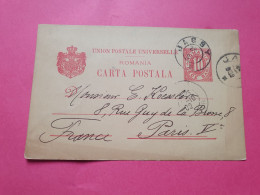 Roumanie - Entier Postal De Jassy Pour Paris En 1902 - Réf 3629 - Postal Stationery