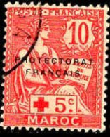 Maroc (Prot.Fr) Poste Obl Yv: 60 Mi:20B Mouchon Typ2 Retouché (Beau Cachet Rond) - Gebruikt