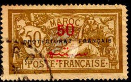 Maroc (Prot.Fr) Poste Obl Yv: 50 Mi:14 Merson (TB Cachet Rond) Dent Courte - Gebraucht