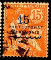 Maroc (Prot.Fr) Poste Obl Yv: 42 Mi:6 Mouchon Typ2 Retouché (cachet Rond) - Used Stamps
