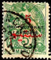 Maroc (Prot.Fr) Poste Obl Yv: 40 Mi:4 Type Blanc (Dents Courtes) - Used Stamps