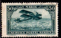 Maroc (Prot.Fr) Avion Obl Yv:  3 Mi:40 Biplan Sur Casablanca Type III (cachet Rond) - Luchtpost