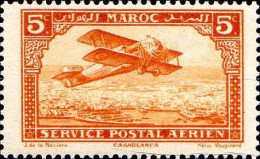 Maroc (Prot.Fr) Avion N** Yv:  1 Mi:38 Biplan Sur Casablanca - Posta Aerea