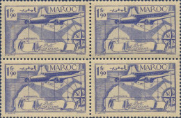 Maroc (Prot.Fr) Avion N** Yv: 45 Mi:178 Fez Marrakech Bloc/bande De 4 - Airmail