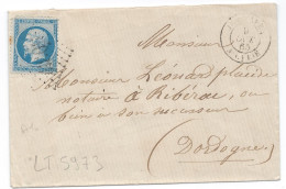 LT5973  N°22/Enveloppe, Oblitéré GC ETRANGER 5035 JEMMAPES(Constantine), Indice 11, Du 9 Octo. 1865 - 1862 Napoleon III