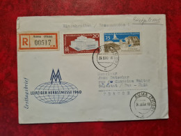 Lettre Allemagne RECOMMANDE AUE  THUR 1960  DDR DEUTSCHE DEMOKRATISCHE REPUBLIK LEIPZIGER HERBSTMESSE  SCHIFFE - Other & Unclassified