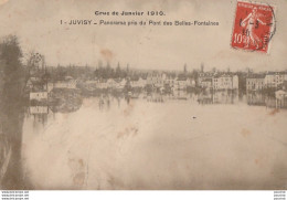 H29- 91) JUVISY -  CRUE DE JANVIER 1910 - PANORAMA PRIS DU PONT DES BELLES FONTAINES - Juvisy-sur-Orge