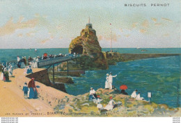 H6- ILLUSTRATEURS - LUIGI LOIR - LES PLAGES DE FRANCE - BIARRITZ - PUBLICITE BISCUITS PERNOT - 2 SCANS - Advertising