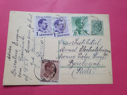 Roumanie - Entier Postal De Prisăcani Pour La France En 1939 - Réf 3630 - Entiers Postaux