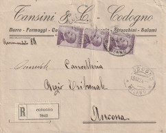 Italie - Lettre Entête Tansini  Recommandée CODOGNO 15/10/1924 Pour Ancona - Marcophilia