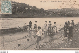 I22- 47) AGEN - LA PECHE AUX ALOSES  AVEC FILET - (TRES ANIMÉE - OBLITERATION DE 1904 - 2 SCANS)  - Agen