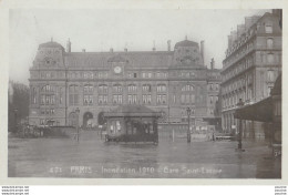 I22- 75) PARIS - INONDATION JANVIER 1910 -GARE SAINT LAZARE - (2 SCANS) - Inondations De 1910