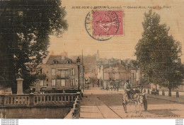 I17-40) AIRE SUR ADOUR (LANDES) GRAND RUE , PRISE DU PONT - (ANIMEE - ATTELAGE D'ANE - CARTE TOILEE COULEURS) - Aire