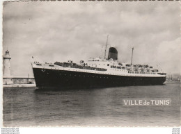 I16- LE PAQUEBOT VILLE DE TUNIS - EDITEUR LABO PHOTO SUD MARSEILLE - OBLITERATION DE MARSEILLE EN 1957 - 2 SCANS - Dampfer
