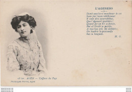 I14- 47) AGEN - L'AGENESCO - COIFFURE DU PAYS + POEME EN PATOIS DE M.G. - (2 SCANS) - Agen