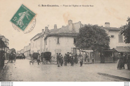 I11- 47) BON ENCONTRE (LOT ET GARONNE) PLACE DE L'EGLISE ET GRANDE RUE - (TRES ANIMEE - VILLAGEOIS) - Bon Encontre