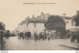 I11- 47) BON ENCONTRE (LOT ET GARONNE) PLACE DE L'EGLISE ET GRANDE RUE - (TRES ANIMEE - VILLAGEOIS - 2 SCANS) - Bon Encontre