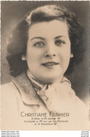 CHRISTIANE FRAHIER  - ARRETEE LE 29 JANVIER 42 - ASSASSINEE A 24 ANS PAR LES ALLEMANDS LE 12/12/42 - WW2 - GUERRE - Patriotic