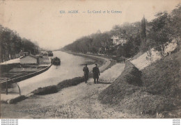 I1- 47) AGEN - LE CANAL ET LE COTEAU - (ANIMÉE - PENICHE - PROMENEURS - 2 SCANS)  - Agen