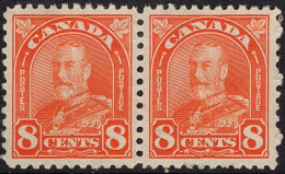 CANADA 1930 KGV 8c Horizontal Pair Red-Orange SG298 MH - Used Stamps