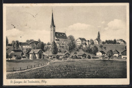 AK St. Georgen / Traunstein, Ortspartie Mit Kirche  - Traunstein