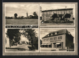AK Holzdorf /Elster, Konsum-Landwarenhaus, Bahnhof, Dorfstrasse  - Autres & Non Classés