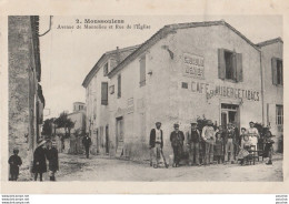 J7-11) MOUSSOULENS (AUDE) AVENUE DE MONTOLIEU - RUE DE L'EGLISE  - (CAFE AUBERGE TABACS - VILLAGEOIS - 2 SCANS) - Sonstige & Ohne Zuordnung