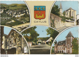 82) CAYLUS - VUE GENERALE - EGLISE - MAISON DES LOUPS - CHATEAU - CHEMIN NEUF - (OBLITERATION DE 1967 - 2 SCANS)  - Caylus