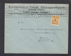 ACCUMULATOREN-FABRIK A.G. ABTEILUNG "VARTA", HAMBURG. ORTSBRIEF MIT 5 MILLIARDEN MARK FRANKATUR,1923. - Lettres & Documents