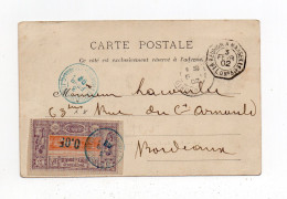 !!! COTE DES SOMALIS, CPA DE DJIBOUTI DE 1902 POUR BORDEAUX, CACHET MARITIME - Covers & Documents