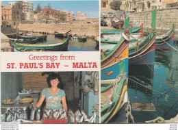  K15-  GREETINGS FROM - MALTA - ST. PAUL ' S BAY - (2 SCANS) - Malte