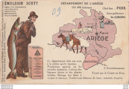 09) ARIEGE -  EMULSION SCOTT - CONTOUR DEPARTEMENT - FOIX , SAINT GIRONS - (2 SCANS) - Foix