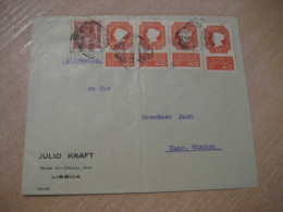 LISBOA 1935 To Hann. Munden Germany 5 Stamp On Cancel Julio Kraft Folded Cover PORTUGAL - Covers & Documents