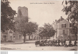 K1- 36) CHATILLON (INDRE) PLACE DU MARCHE  - ANIMEE - ECOLIERS - (2 SCANS) - Other & Unclassified