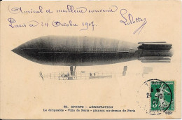 SPORTS-AÉROSTATION - Le Dirigeable "Ville De Paris" Planant Au Dessus De Paris - Airships