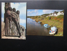 CP 29  Finistère Lot De 2 Cartes - PONT DE BUIS La Doufine à Marée Haute  - BRASPARTS Au Pied Du Calvaire La Piéta - Autres & Non Classés