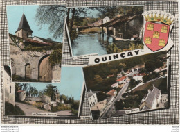 L26-86) QUINCAY (VIENNE) VUE GENERALE - EGLISE - LAVOIR - CHATEAU DE MASSEUIL - (OBLITERATION E 1967 - 2 SCANS) - Sonstige & Ohne Zuordnung