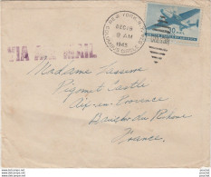  ENVELOPPE AFFRANCHISSEMENT TIMBRE  POSTE AERIENNE - OBLITERATION CACHET SPECIAL  - DEPART NEW YORK 1945 - Enveloppes évenementielles