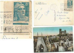 France Marianne Gandon F.8 Turquoise Coin Daté Seul Sur Carte  Bourges 1sep1951 X Italie - Covers & Documents