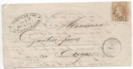 LT5979  N°28B/Lettre, Oblitéré Cachet Perlé Et GC 4641 LUXE(15), Indice 7, Du 11 Dec. 1869 - 1863-1870 Napoleon III With Laurels