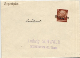 Deutsche Besetzung 2.WK Elsaß 1 Auf Brief Notstempel #ID905 - Besetzungen 1938-45