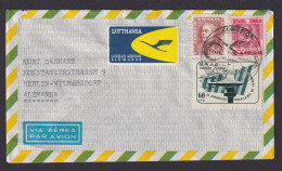 Flugpost Brief Air Mail Lufthansa Brasilien Berlin Wilmersdorf Via Frankfurt Der - Briefe U. Dokumente