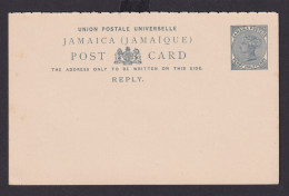 Briefmarken Jamaika Ganzsache Queen Victoria Postcard 11/2p Grau Anwortkarte - Jamaique (1962-...)