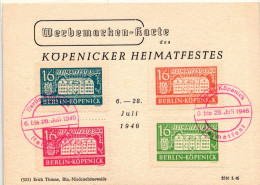 Berlin Und Brandenburg Werbemarken Auf Postkarte Mit Sonderstempel #IK058 - Erinnophilie
