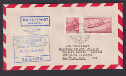 Flugpost Brief Air Mail Lufthansa Hamburg Düsseldorf Paris New York Zuleitung - Covers & Documents